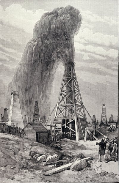 The Petroleum Oil Wells at Baku on the Caspian: A Fountain of Petroleum Oil, from 